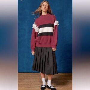 NWT BDG Urban Outfitters Emory Ruffle Mockneck Pullover Sweatshirt with Lace